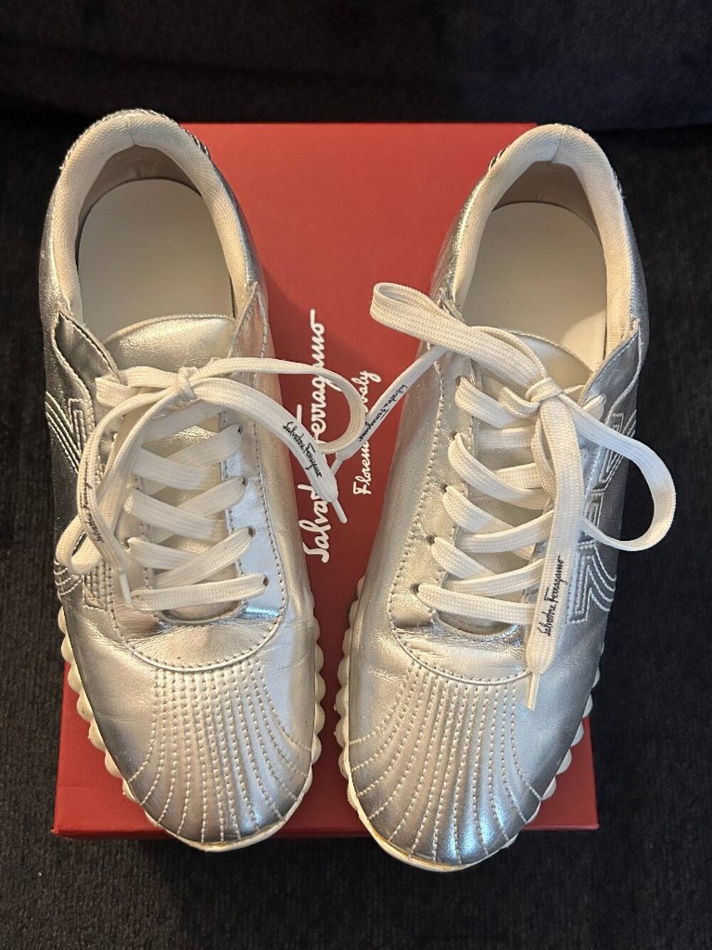 Women Salvatore Ferragamo 100% Authentic Leather Sneakers